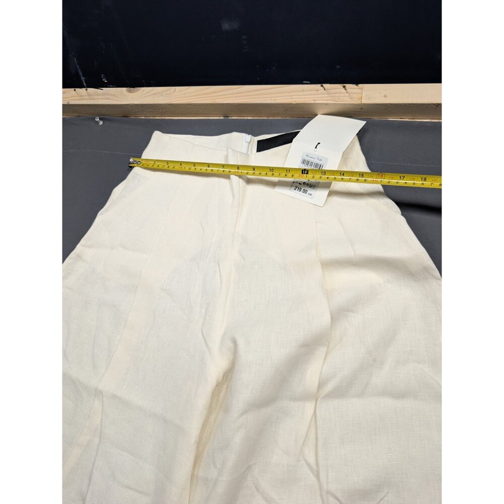 Massimo Dutti Wide-Leg Linen Trousers Ivory Size 40 EU / 8 US NWT - Picture 4 of 4